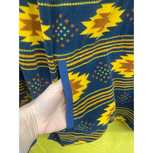 Tribal Yellow Navy Fleece DULUTH TRADING CO Men's Large Quarter Pull Over - Picture 4 of 9